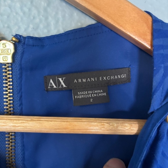 Armani Exchange Cobalt Blue Sleeveless Mini A Line Dress Sz 2‎ Party Cocktail - Picture 2 of 11
